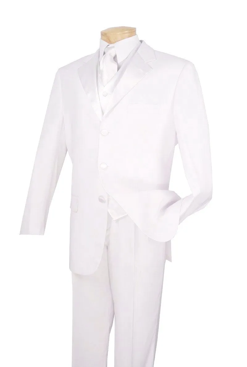 Men's Regular Fit Tuxedo 3 Piece with Vest White