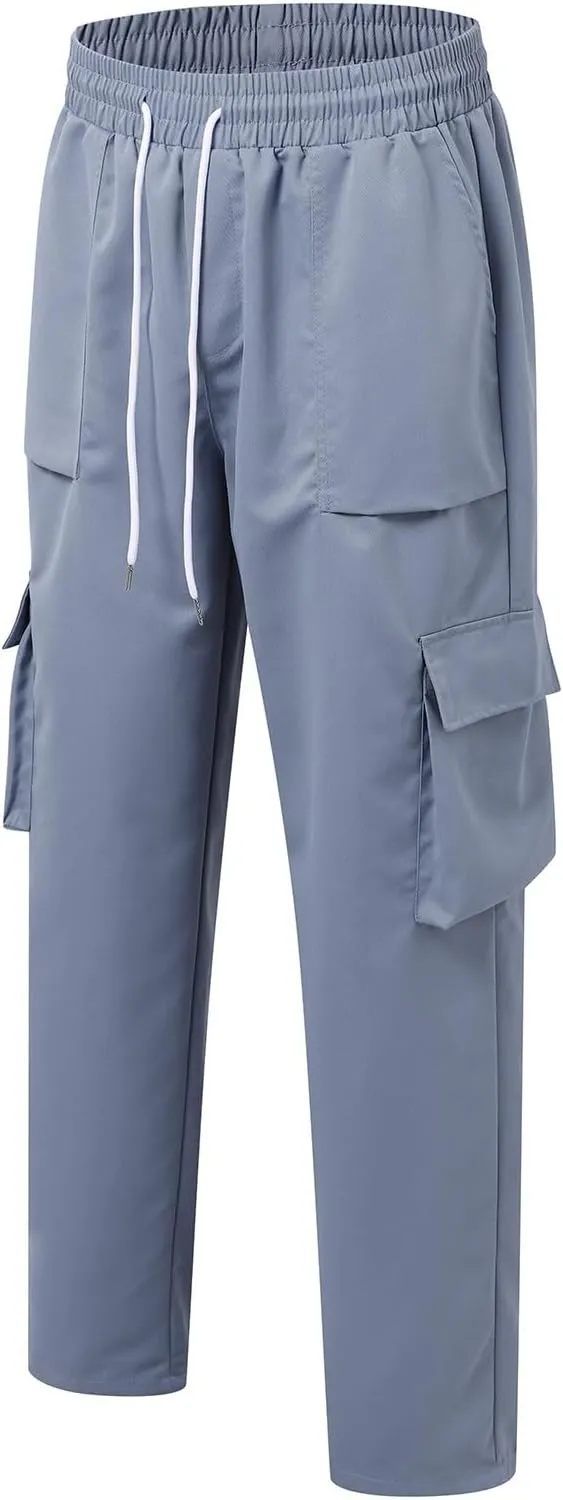 Mens Summer Cargo Pants Stretch Tactical Pants Multi Pockets Hiking Ripstop Breathable Stretch Stylish Slim Fit Trousers