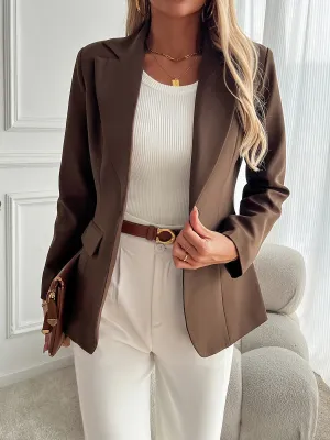 NIVORA | Solid Color Lapel Blazer with Front Button