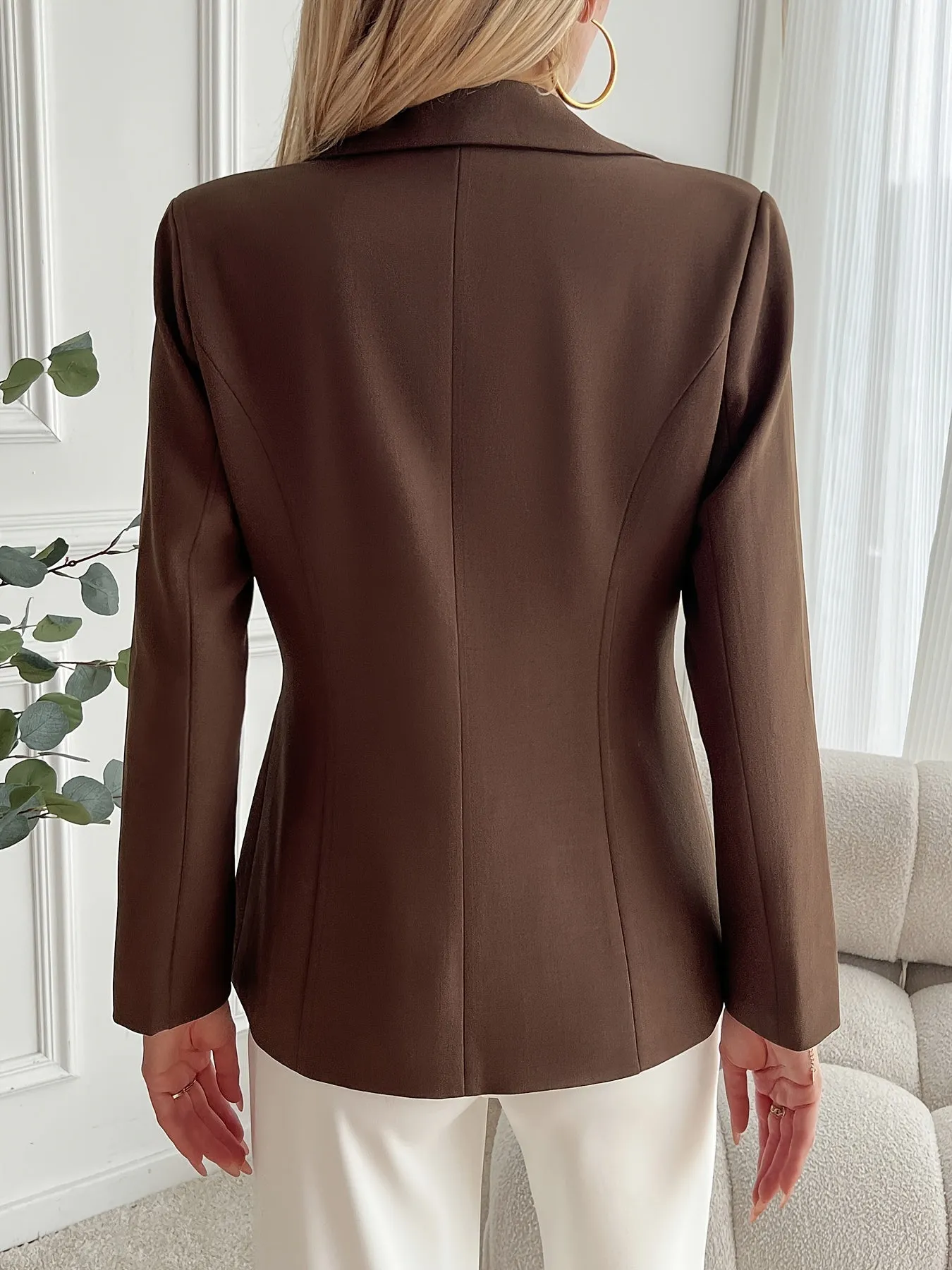 NIVORA | Solid Color Lapel Blazer with Front Button