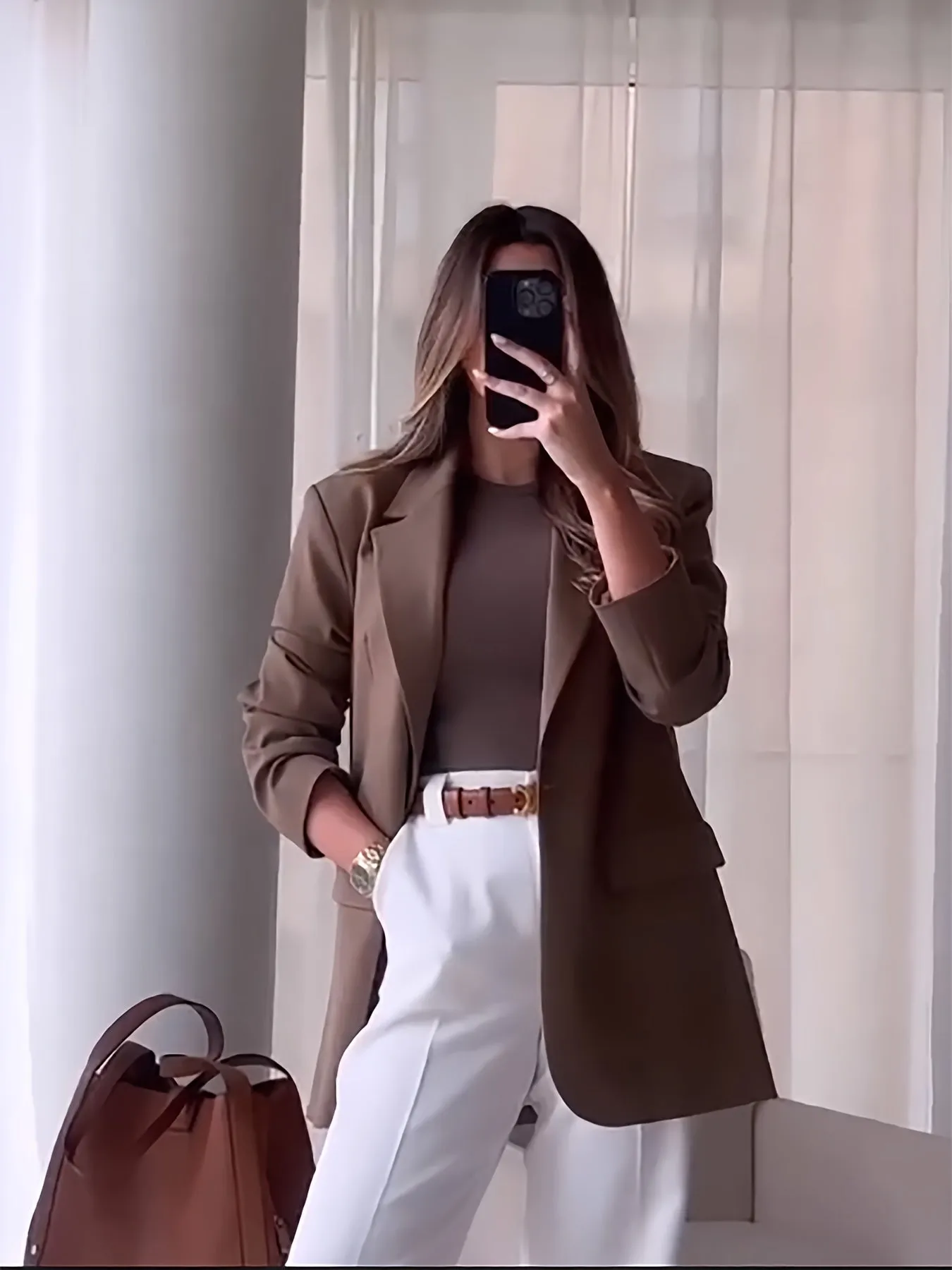 NIVORA | Solid Color Lapel Blazer with Front Button