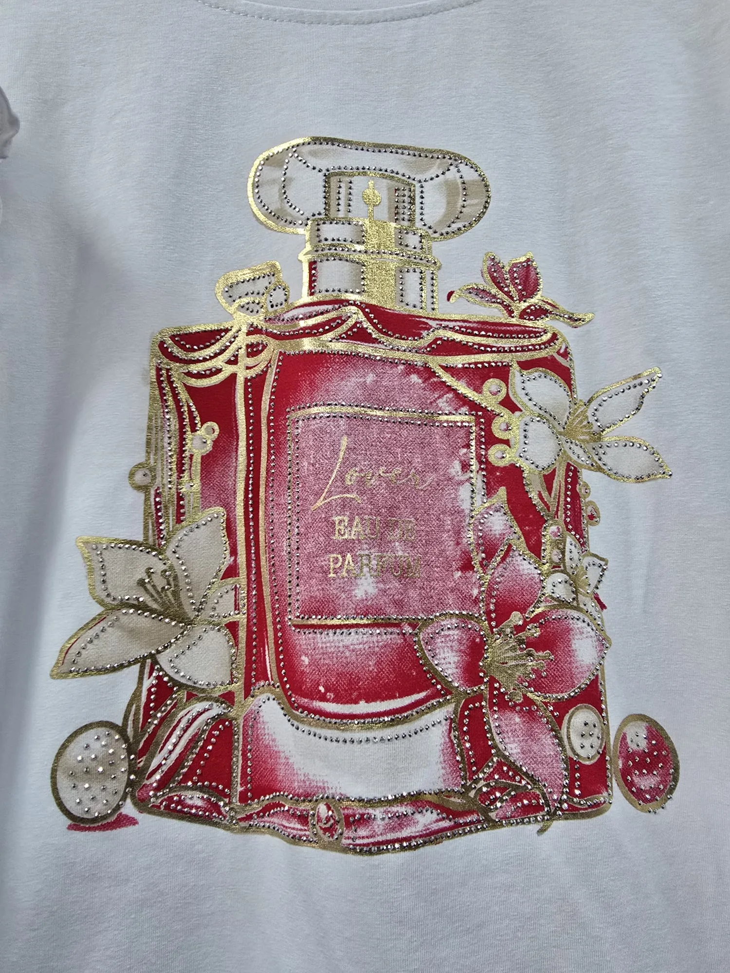 Perfume Bottle Diamante Cotton Tshirt