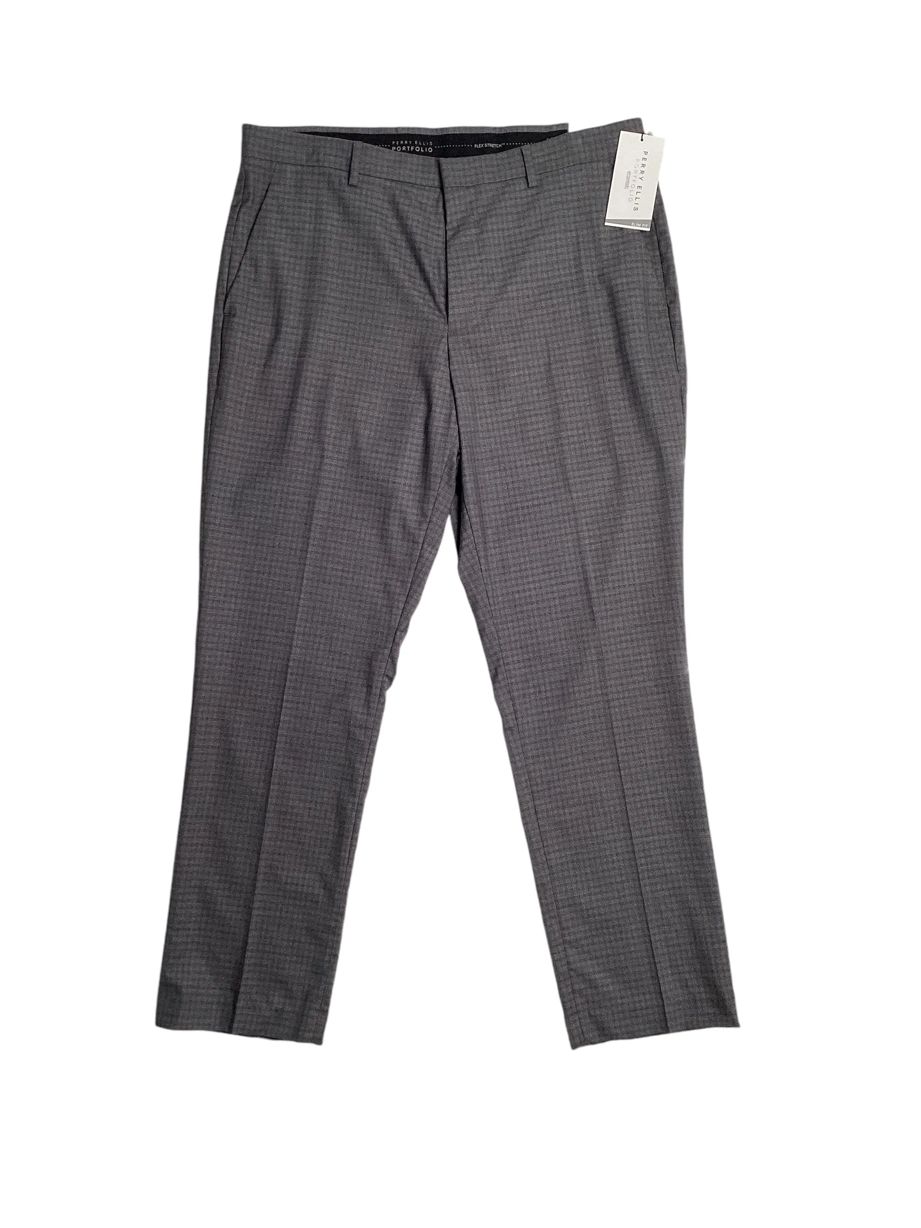 Perry Ellis Portfolio Men's Slim Fit Stretch Pants Charcoal Grey 32 x 29