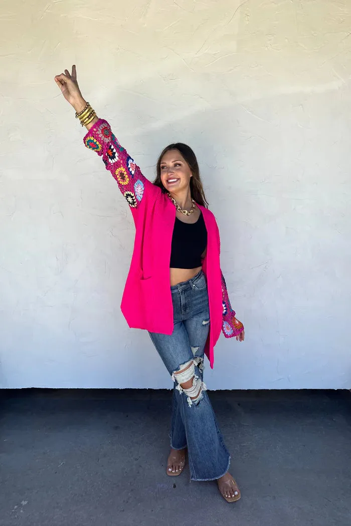 PREORDER- CROCHET SLEEVE CARDIGAN      ** ETA 9/24**