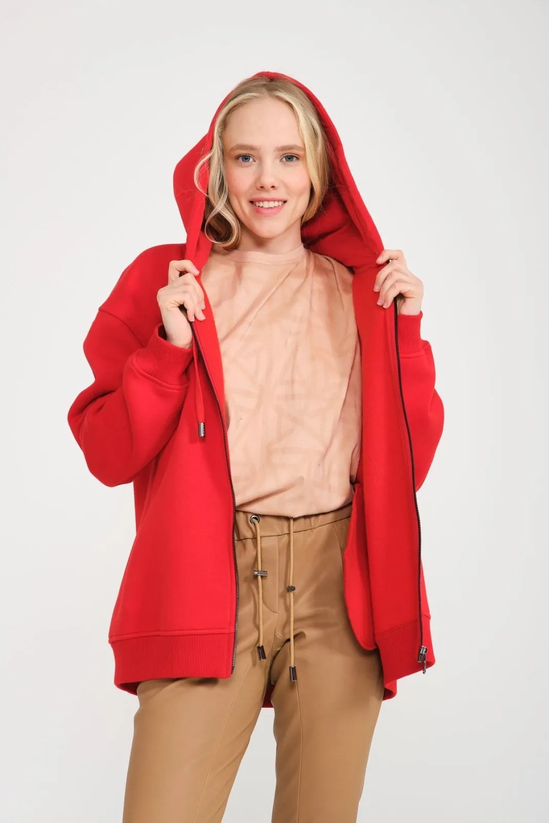 Red Fox Fur Lined Hoodie