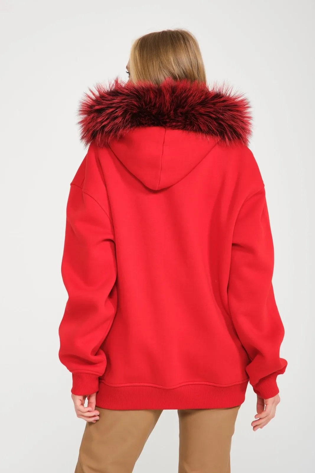 Red Fox Fur Lined Hoodie