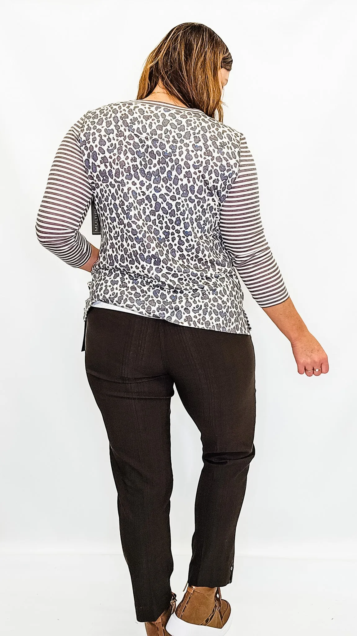 Slim-Sation by Multiples Ankle Pants in Chocolate - New Fabric!