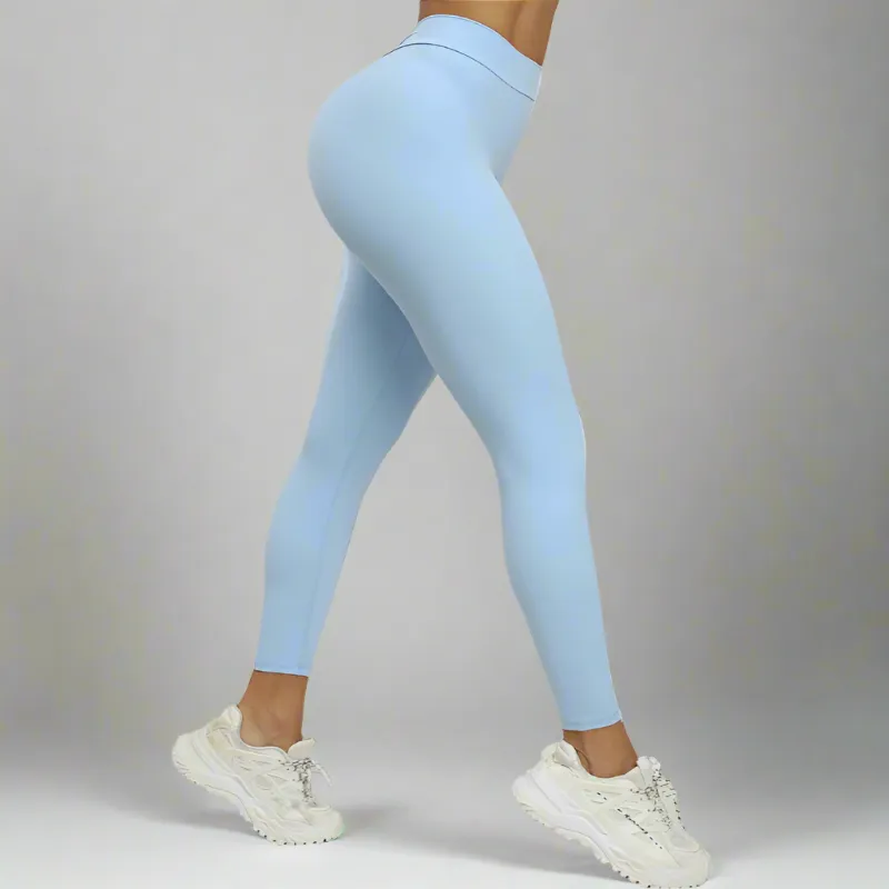 Solid Color Stretchy Back V-Cut Ruched Booty High Waisted Leggings