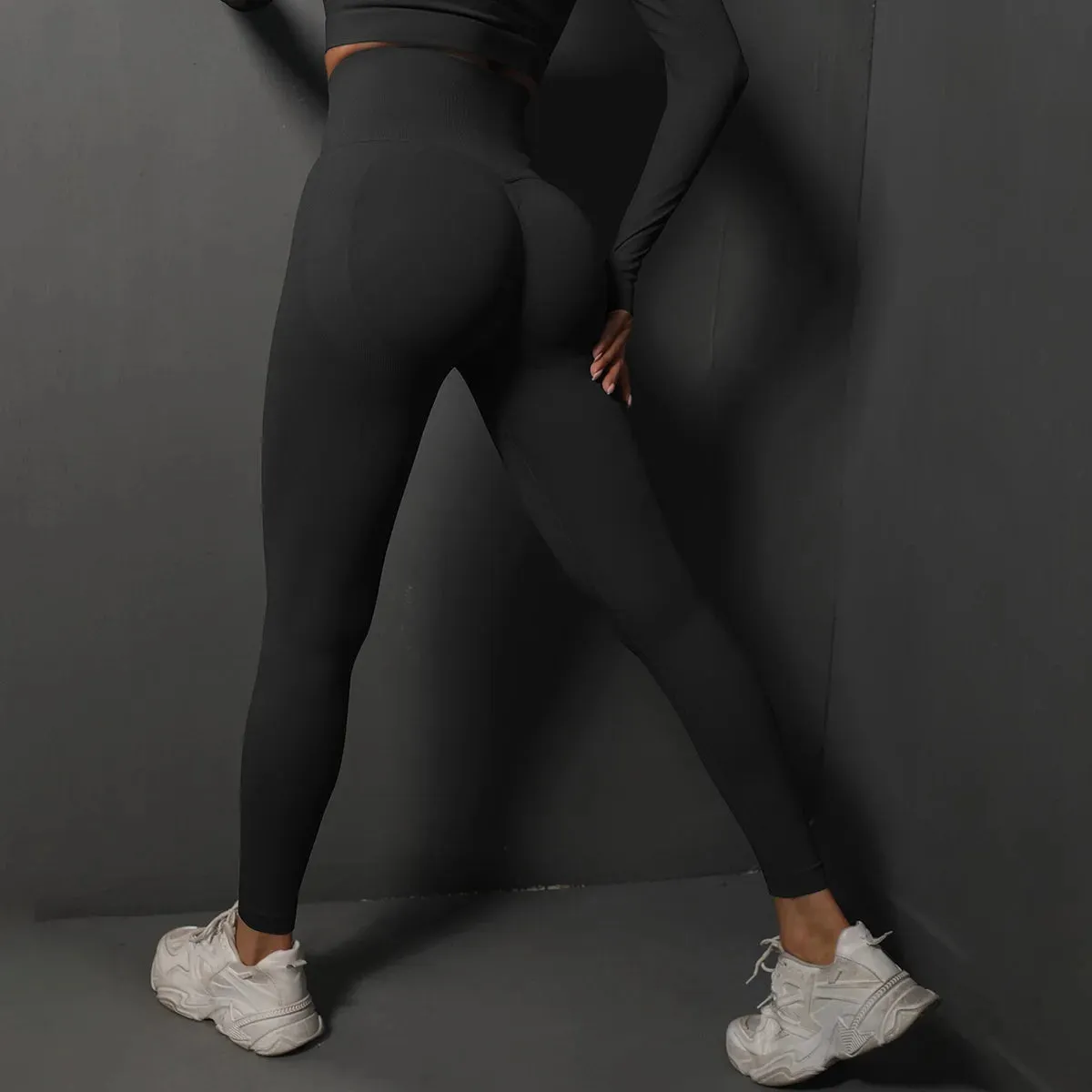 Solid Color Stretchy Ruched Push-Up Booty Extra High Waisted Leggings