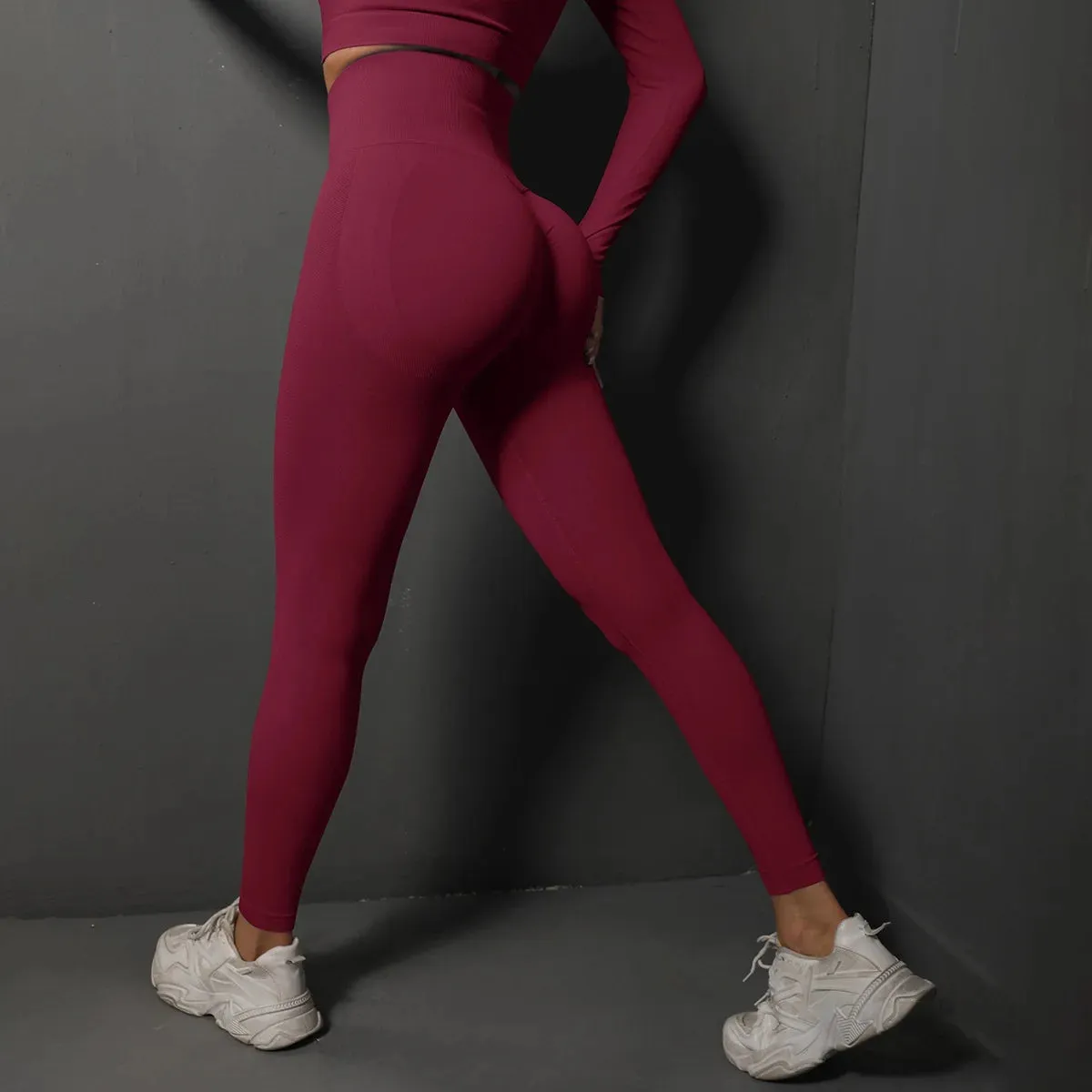 Solid Color Stretchy Ruched Push-Up Booty Extra High Waisted Leggings