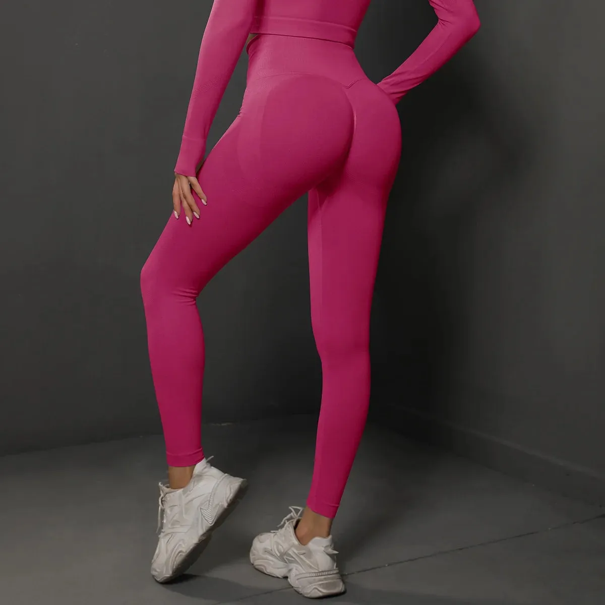 Solid Color Stretchy Ruched Push-Up Booty Extra High Waisted Leggings