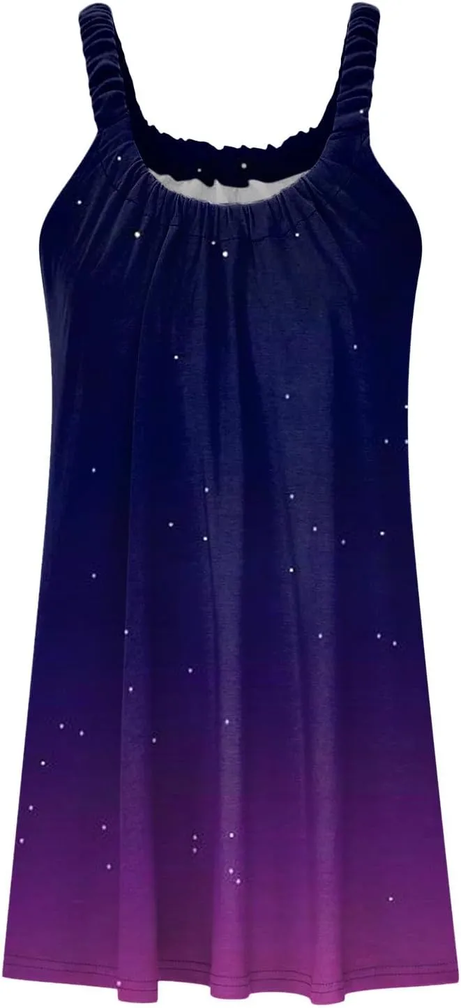 Summer Dresses for Women 2025 Printed Crewneck Sleeveless Boho Mini Dress Casual Beach Vacation Sundress