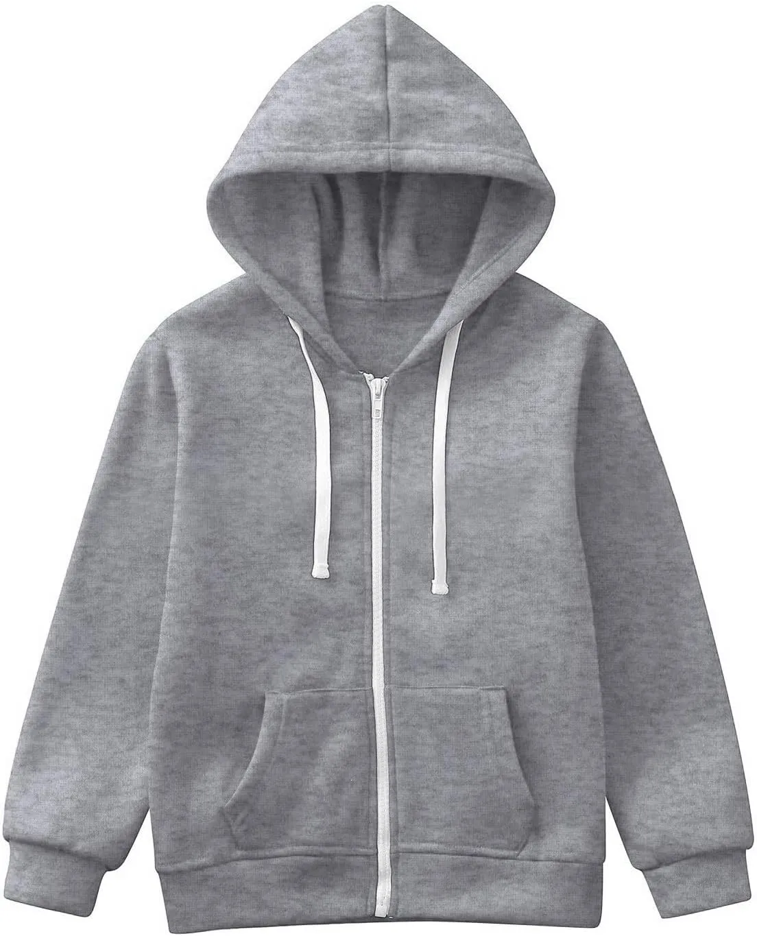 Todays Daily Deals Clearance Boy's Zip Up Hoodies Solid Color Long Sleeve Inside Outside Sweater Shirt Comfortable Soft Top Fall Winter Outfits 9-10 Years A2-Grey