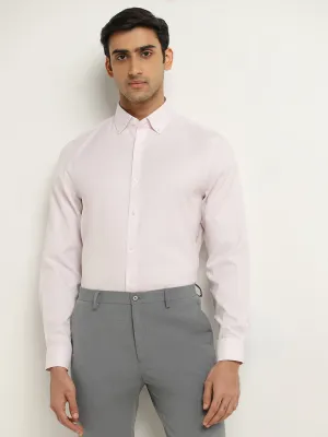 WES Formals Light Pink Solid Slim-Fit Shirt