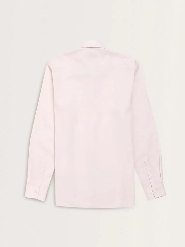 WES Formals Light Pink Solid Slim-Fit Shirt