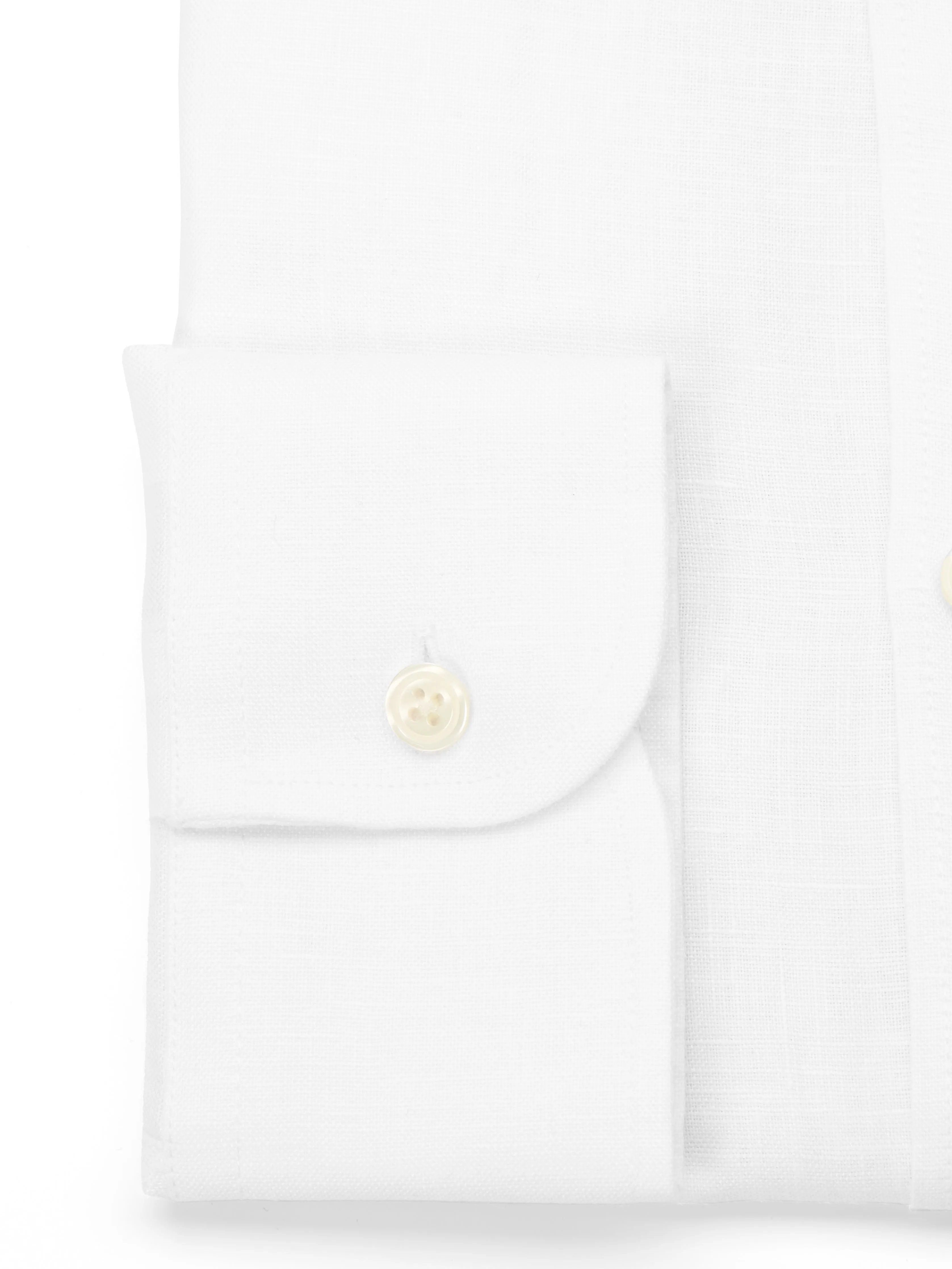 White Bridford Linen Cutaway Collar Shirt