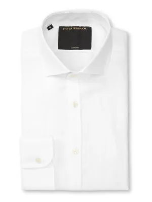 White Bridford Linen Cutaway Collar Shirt